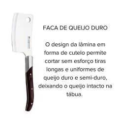 uma faca para queijo duro com lâmina de aço inox e cabo de madeira da marca italiana Legnoart