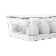 Organizador De Ovos C/ Tampa Clear Fresh 18 Unidades Natural