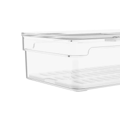 organizador de geladeira de plástico transparente retangular com tampa 