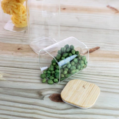 Pote Porta Tempero Quadrado Vika De Vidro C/Tampa De Bambu 220ml YOI - comprar online