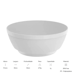 Saladeira S/ Tampa Luna 5 Litros Branco OU - comprar online