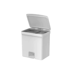 Lixeira De Pedal Trium 20 Litros C/ Duplo Compartimento Branco OU