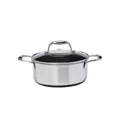 panela com alças em aço inox tampa de vidro com pegador em aço inox