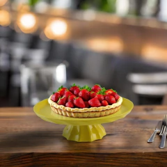 Prato P/ Bolo (Boleira) De Cerâmica Ceraflame Gourmet Twist Amarelo - comprar online