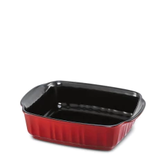 assadeira de cerâmica retanguar pomodoro / vermelha com o interior preto
