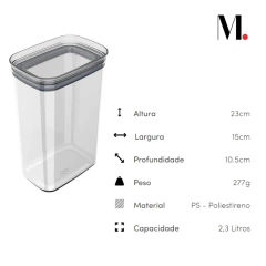 Pote Hermético Organizador Block Retangular 2,3 Litros OU na internet