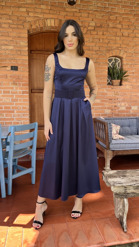 VESTIDO CAROLINA MIDI - ROSA | VERDE | AZUL MARINHO