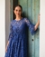 VESTIDO RENDA COM BABADO NA MANGA - AZUL - comprar online
