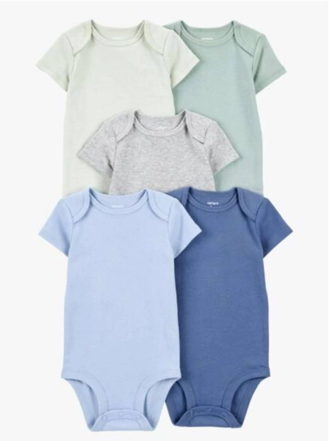 Kit body Carter’s manga curta 05 peças - liso 2025