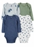 Kit Body Carters Manga Longa 04 peças - Floral Azul - Aquarela Baby Importados