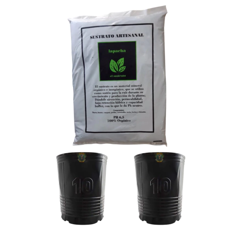 LA PACHA 20L – Sustrato Orgánico + Macetas de Plástico