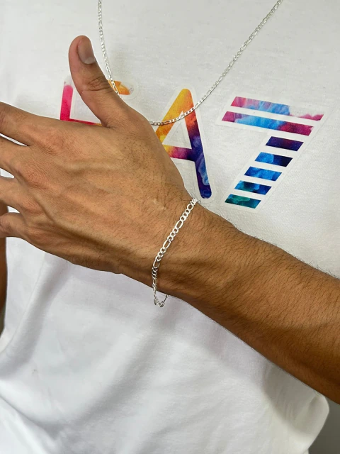 Pulseira Masculina Fígaro 3 por 1 4mm