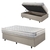 Base Box Baú 88x188 Linho Bege com Colchão Hanover Inducol