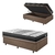 Base Box Baú 88x188 Linho Marrom com Colchão Gransleep Molas Verticoil