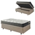 Conjunto Box Solteiro Baú Courino Linho Bege 88x188 com Colchão Adapto Molas Ensacadas Ecoflex