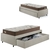Cama Box Solteiro com Gaveta 88x188 cm Revestida em Courino Linho Areia com Colchão Relax Adorabile Ecoflex