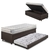 Bicama Box Baú Solteiro Courino Linho Marrom 88x188 Com Colchão Hanover Molas Ensacadas Inducol