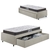 Cama Box Solteiro com Gaveta 88x188 cm Revestida em Courino Linho Areia com Colchão Pantanal Anjos