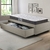Cama Box Solteiro com Gaveta 88x188 cm Revestida em Linho Bege com Colchão Pantanal Anjos na internet