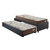Bicama Box Solteiro Linho Cinza 88x188 com Dois Colchões Relax Adorabile Ecoflex Molas Ensacadas
