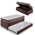 Bicama Box Baú 88x188 Suede Marrom com Colchão Classic Molas Ensacadas Anjos