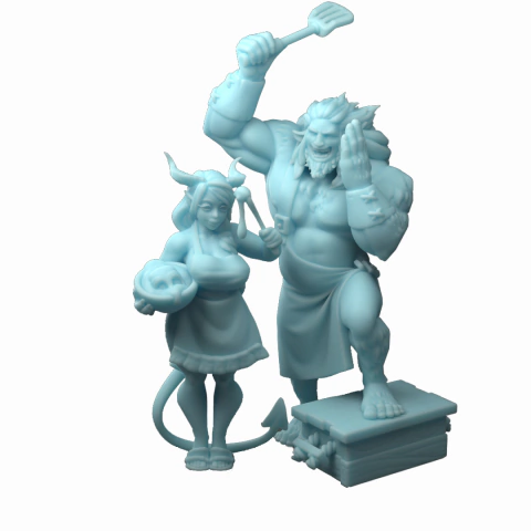 Firbolg e Tiefling Casal Cozinheiro Pin Up