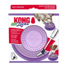 Juguete interactivo KONG Spinz Licks para perros y gatos, ideal para todas las edades.