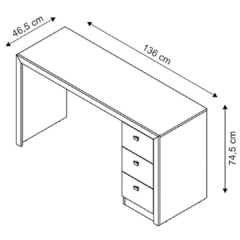 Mesa escritório/estudo com 3 Gavetas MDF - comprar online