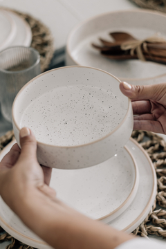 BOWL TOZEUR BLANCO DOTS CON BORDE NATURAL 15 CM