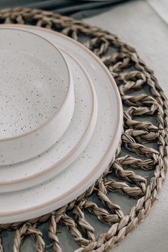 BOWL TOZEUR BLANCO DOTS CON BORDE NATURAL 15 CM - comprar online