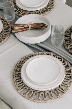 ENSALADERA TOZEUR BLANCO DOTS CON BORDE NATURAL 25 CM - tienda online