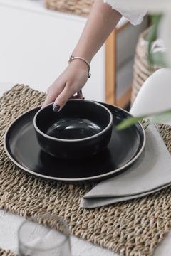 BOWL CHENINI NEGRO BORDE NATURAL