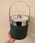 Hielera cuero ecológico verde con aro ancho de acero inox. 17x17cm