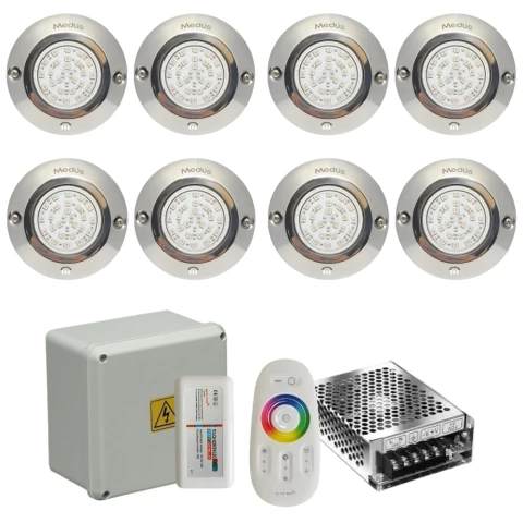 COMBO X8 LUZ RGB HORMIGON 9W MEDUS