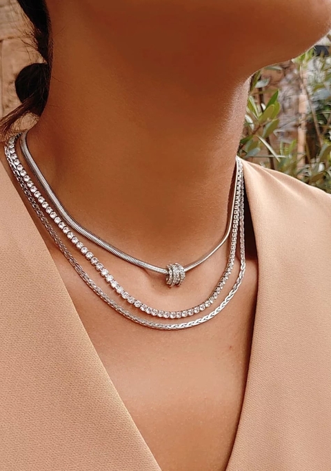 Choker trançada - banho ródio