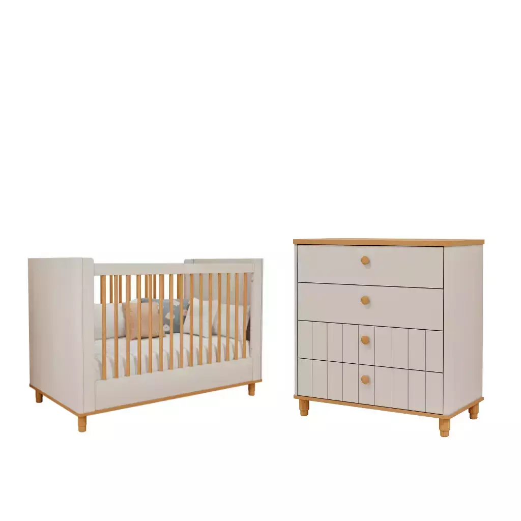 Berço e Cômoda Retro Cupcake Permobili MDF