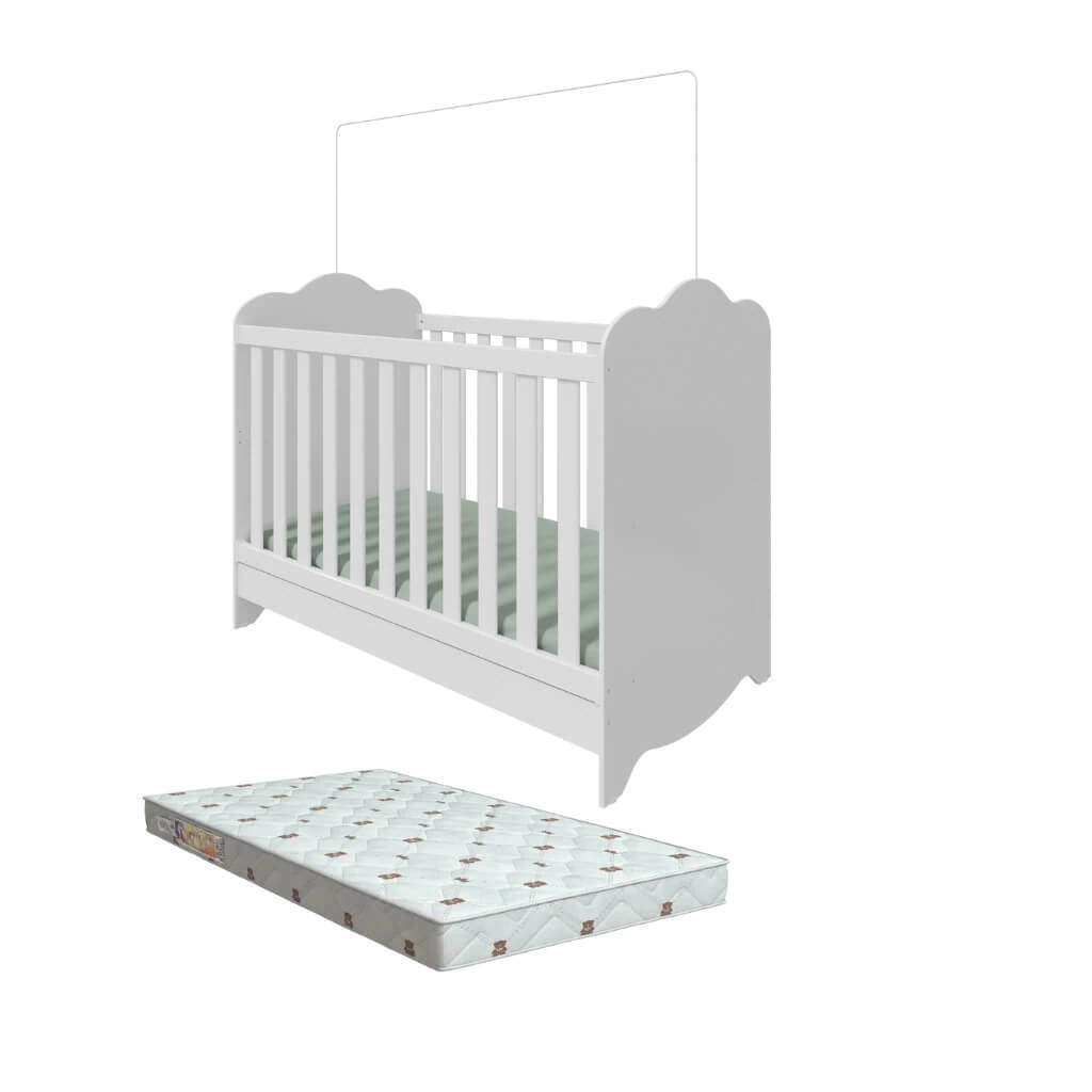 Berço Moveis Peroba Clara Americano 3x1 MDF + Colchão