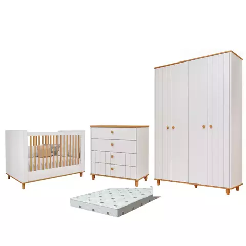 Quarto Bebe Completo Retro Dorabelly Cake MDF + Colchão