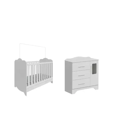 Quarto Bebe Moveis Peroba Berço com comoda Clara MDF Bebellys