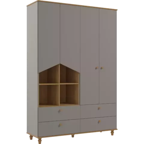 Guarda Roupa Bebe Permobili Casinha Mimo 04 portas MDF