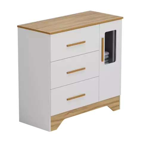 Comoda Bebe Moveis Peroba Popy 03 gavetas 01 portas MDF