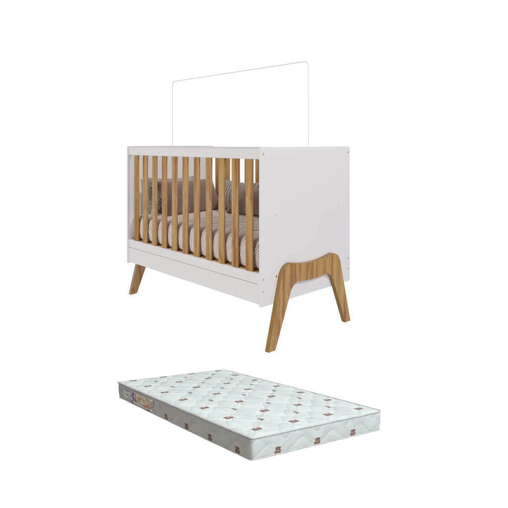 Berço Moveis Peroba Guti Americano 5x1 MDF + Colchão