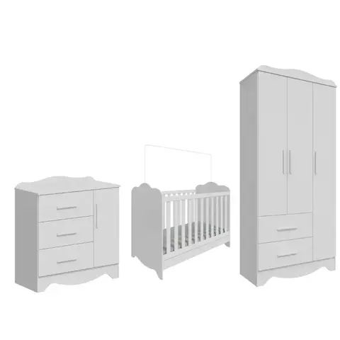 Quarto Completo Bebe Moveis Peroba Clara Provençal MDF Ls Bebellys