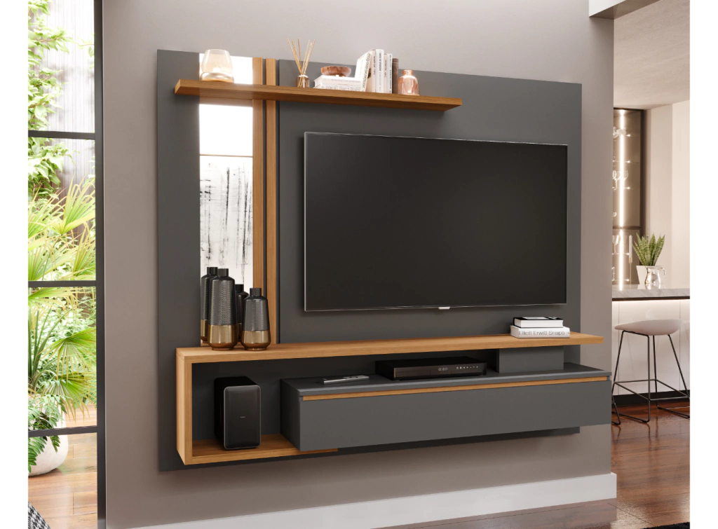 Painel para TV até 60" Treviso Permobili com espelho MDF