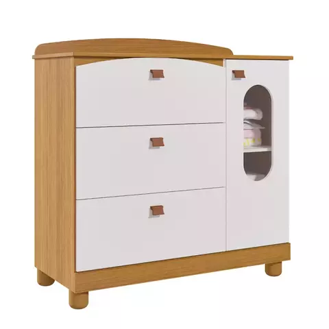 Cômoda Bebê Permobili Fofura 03 gavetas 01 porta MDF