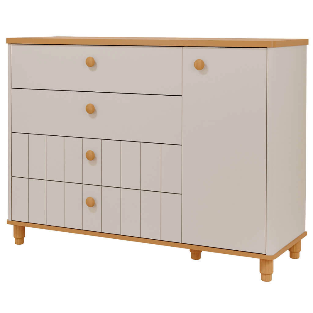 Cômoda Bebê Permobili Cupcake Retrô 04 gavetas 01 porta MDF