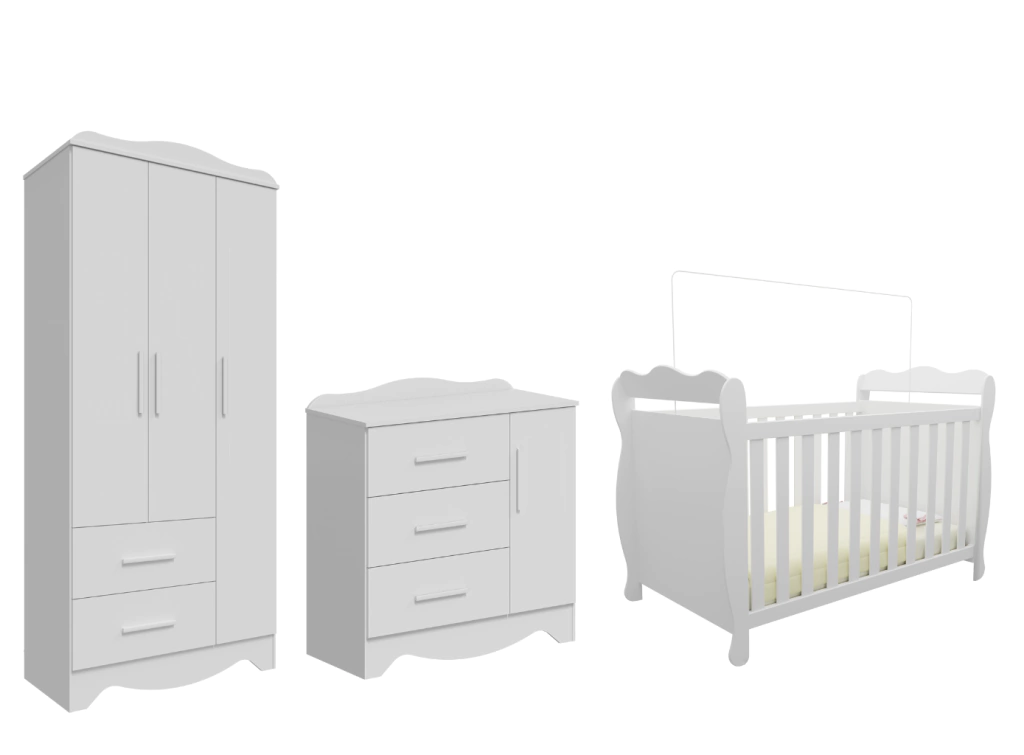 Quarto Completo Bebê Provençal Clara Ls Moveis Peroba MDF