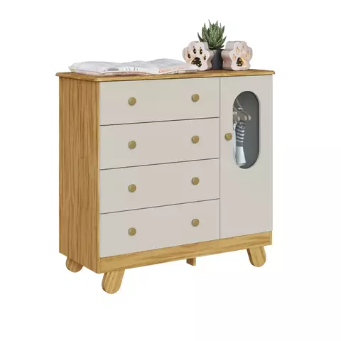 Cômoda Infantil Moveis Peroba Pingo 04 gavetas 01 pt MDF - comprar online