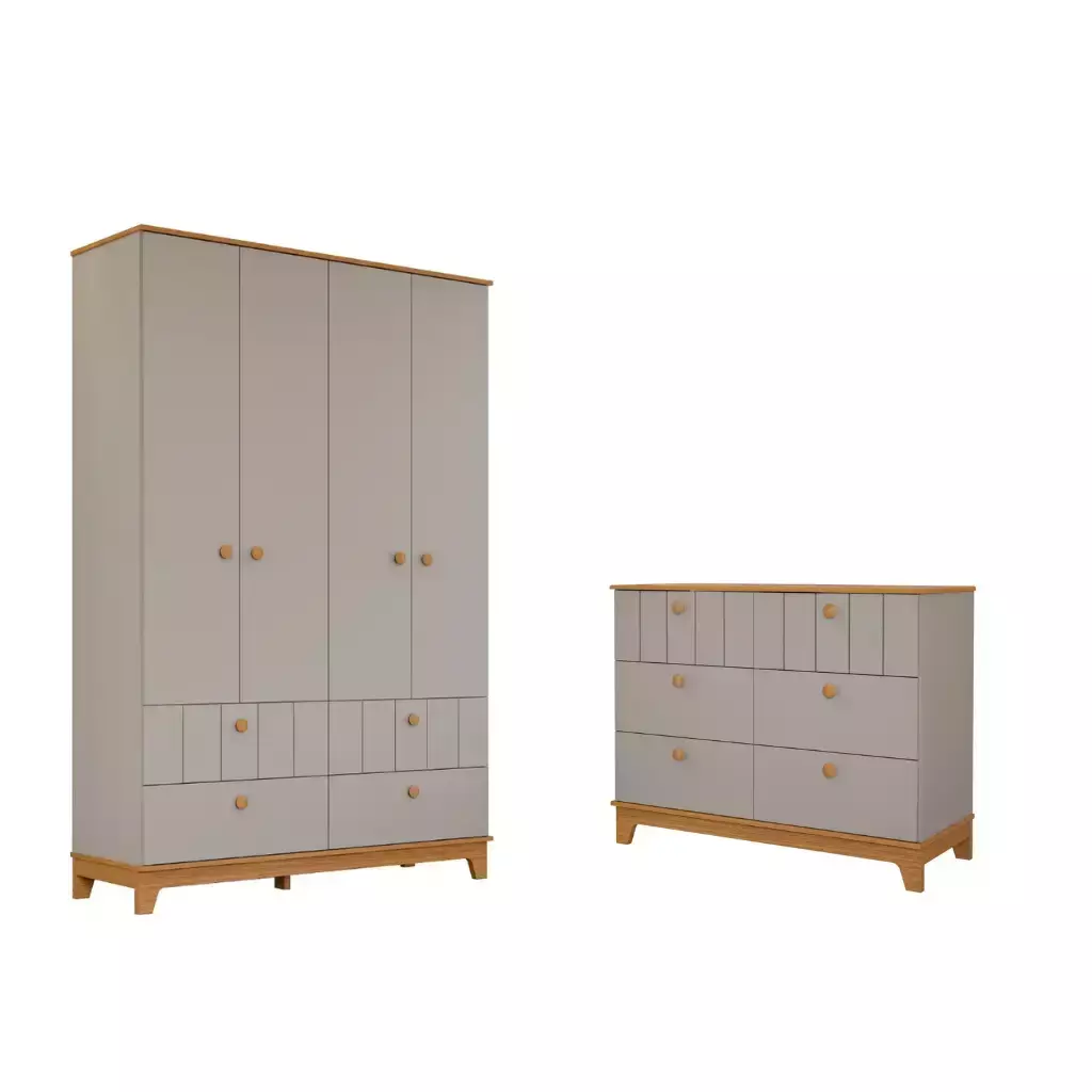 Guarda Roupa e cômoda Infantil Permobili Biscoito Retro MDF