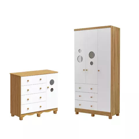 Guarda Roupa e Comoda Moveis Peroba Bolinha MDF Bebellys Curitiba